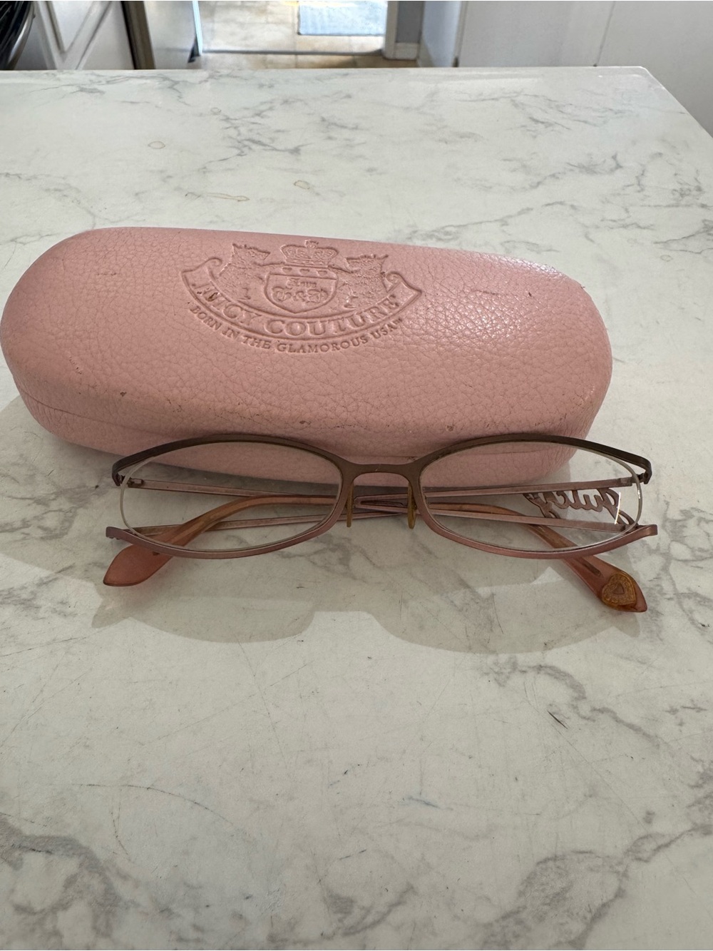 Juicy Couture Pink Metal Rim Eyeglasses with Matching Logo Case